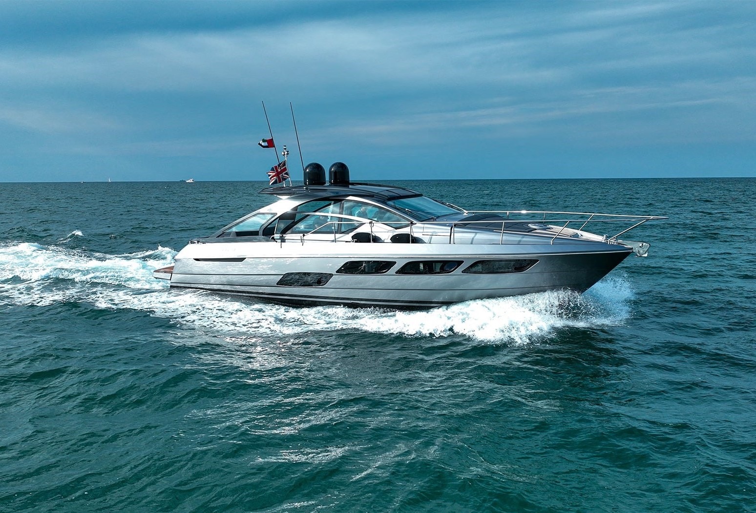 Grey Pershing Yacht Rental Dubai - Luxury & Modern Design