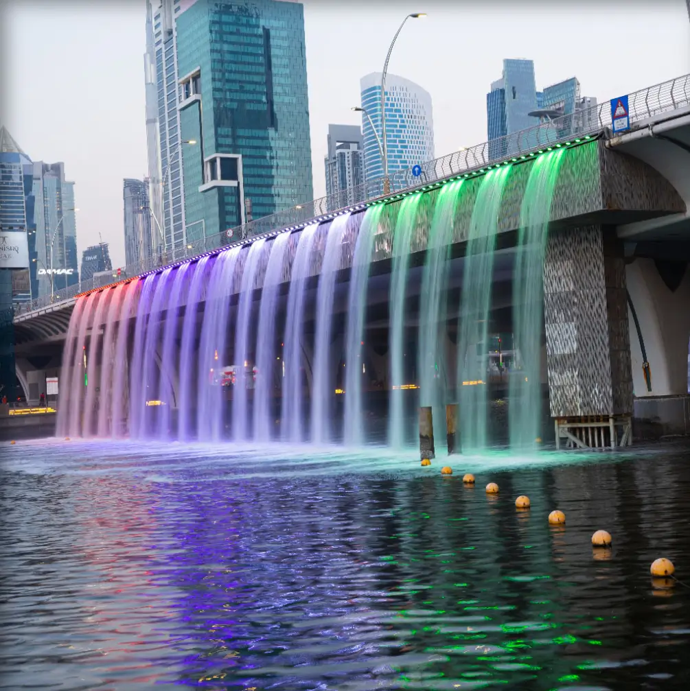 Dubai Canal Waterfall